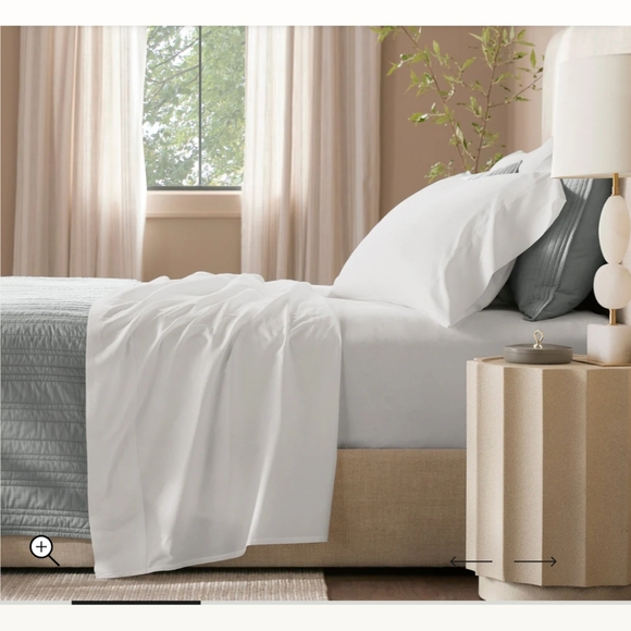 Elegant White On White Striped Texture Boll & Branch Bedding Queen Set - Picture 1 of 11